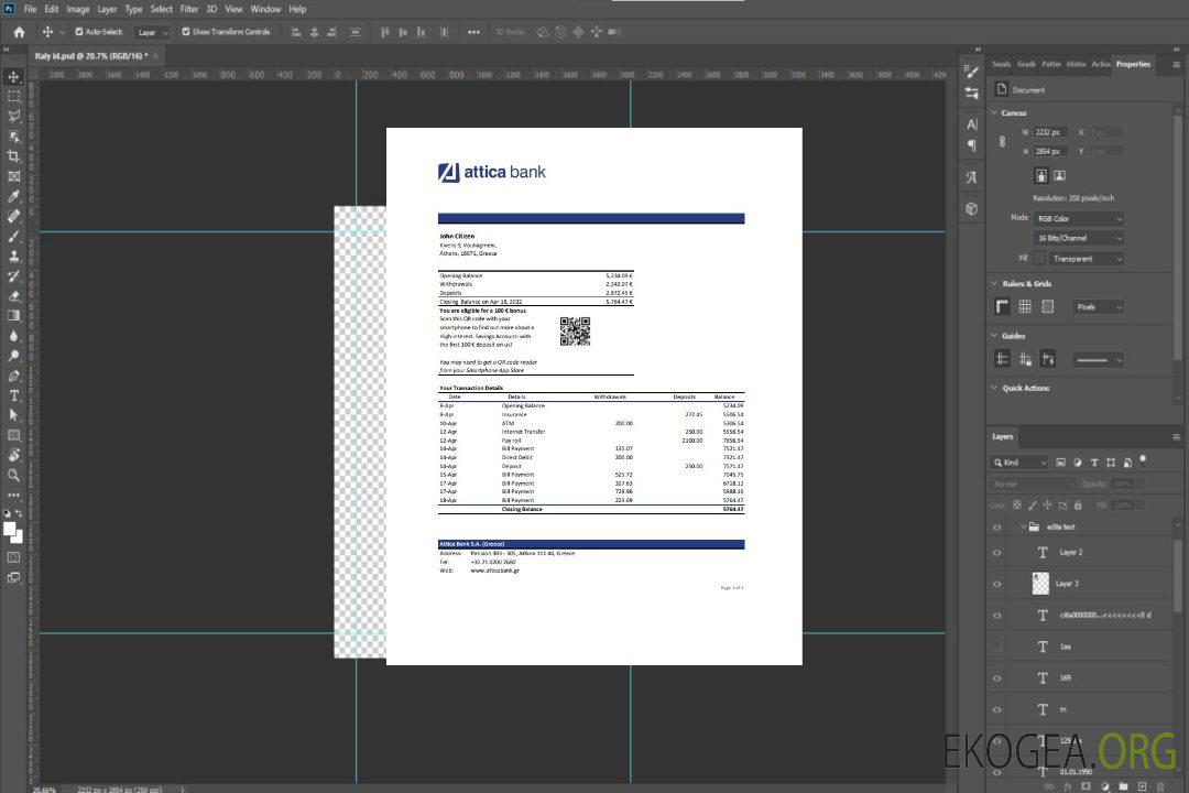 Modèle de relevé bancaire Grèce Attique, format Excel et PDF template Modèle de relevé bancaire Grèce Attique, format Excel et PDF template